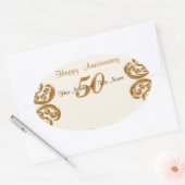 50e Jubileum Stickers, Hand schrijf gastnamen Ovale Sticker (Envelop)
