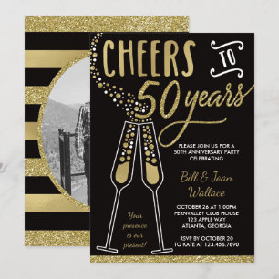 50e Jubileum Uitnodiging, Faux Glitter/Folie Kaart