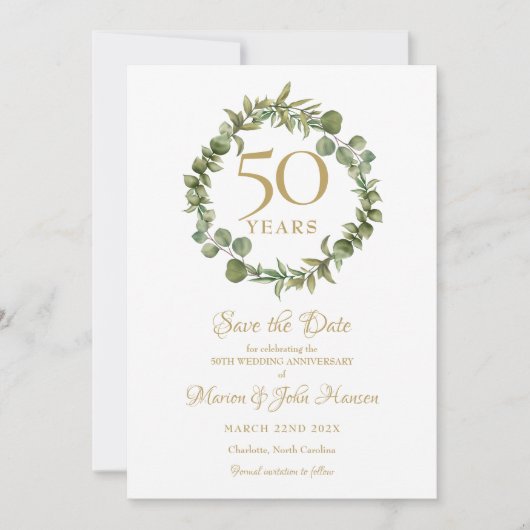 50e Jubileum van het huwelijk Sparen de Datum Garl Kaart (Voorkant)