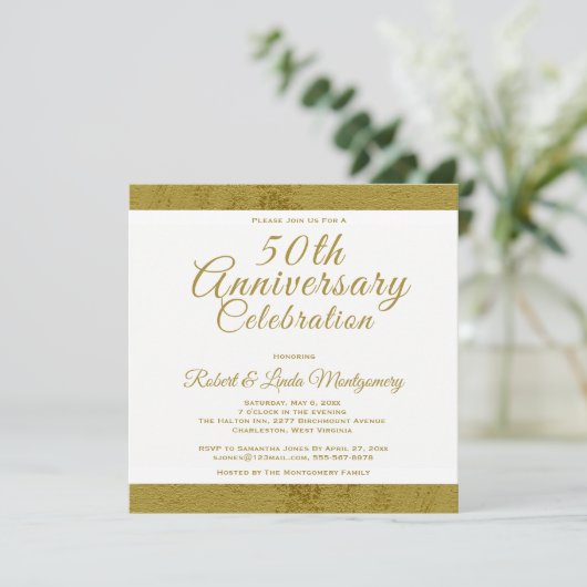 50e Jubileum Viering Gold Invitation Kaart (Staand voorkant)