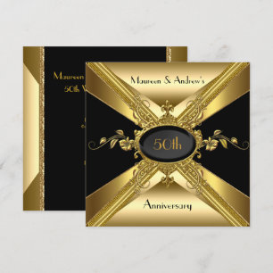 50e Jubileum voor bruiloft Deco Gold Golden 2 Kaart