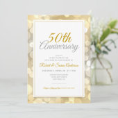 50e Jubileum voor bruiloft | Elegant Gold Bokeh Kaart (Staand voorkant)