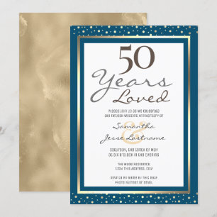 50e Jubileum voor bruiloft Elegant Gold Invitation Kaart