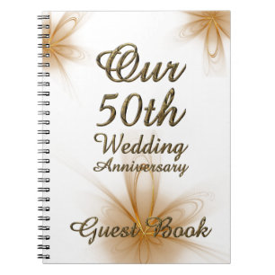 50e Jubileum voor bruiloft Gastboek Gold Floral Notitieboek