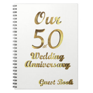 50e Jubileum voor bruiloft Gastboek Gold White Notitieboek