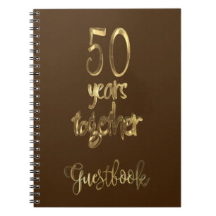 50e Jubileum voor bruiloft Gastboek Goudtekst Notitieboek