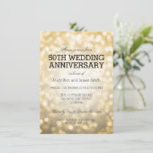 50e Jubileum voor bruiloft Gold Glitter Lights Kaart (Staand voorkant)