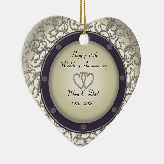 50e Jubileum voor bruiloft Keramisch Ornament (Rechts)