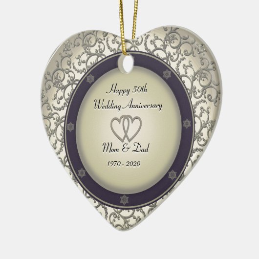 50e Jubileum voor bruiloft Keramisch Ornament (Links)