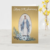 50e Jubileum voor bruiloft | Maagd Mary |Goud Kaart (Gele Bloem)