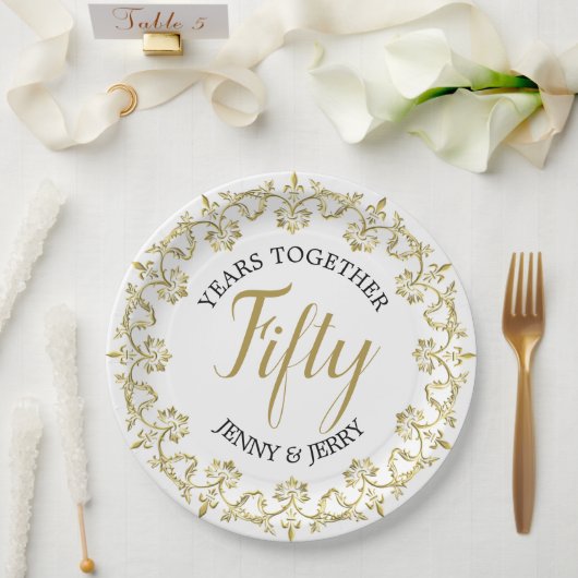 50e Jubileum voor bruiloft Papieren Bordje (Huwelijk)