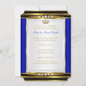 50e Jubileum voor bruiloft - Royal Blue Gold Crown Kaart (Achterkant)