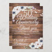 50e Jubileum voor bruiloft Rustic Floral Bedankkaart (Voorkant / Achterkant)