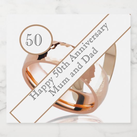 50e Jubileum voor bruiloft Sparkling Wijnetiket (Enkel label)