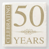 50e Jubileum voor bruiloft Stenen Onderzetter (Voorkant)