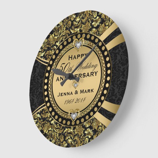 50e Jubileum voor bruiloft - zwart & goud Grote Klok (Hoek)