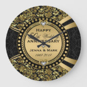 50e Jubileum voor bruiloft - zwart & goud Grote Klok (Voorkant)