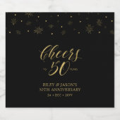50e Jubileum voor gouden en zwarte kaas Sparkling Wijnetiket (Enkel label)