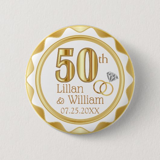 50e Jubileum voor het weddenschap met de Golden Ronde Button 5,7 Cm (Voorkant)
