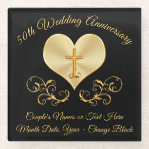 50e Jubileum zwart-gouden cadeauideeën Onderzetter Glazen Onderzetter