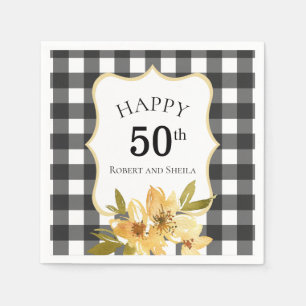 50e Jubileum, zwart-wit, geel Servet