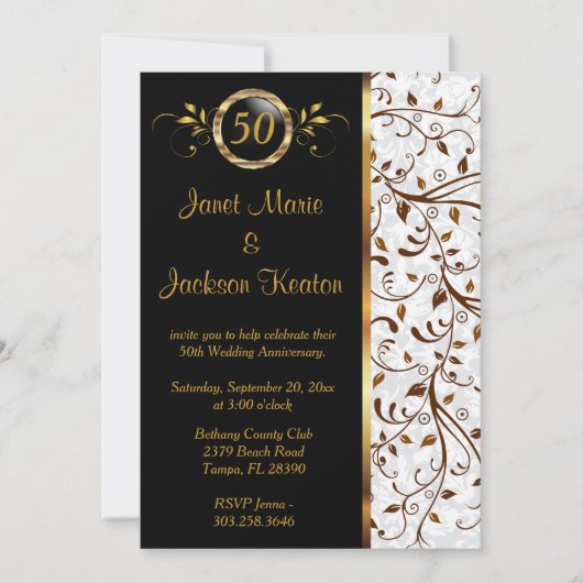 50e Jubileum zwart-wit - Uitnodiging (Voorkant)