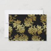 50e Jubileum zwarte en Gold Floral RSVP-kaart RSVP Kaartje (Achterkant)