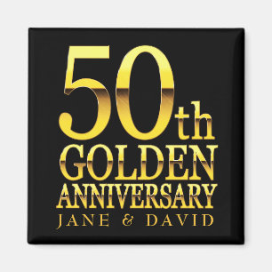50E JUBILEUM ZWARTE GOLD PERSONALISEERDE MAGNET MAGNEET