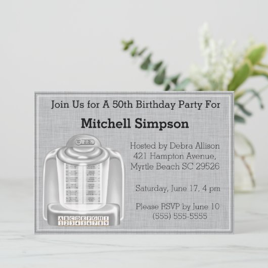 50e Jukebox Invitations d'anniversaire (Debout devant)