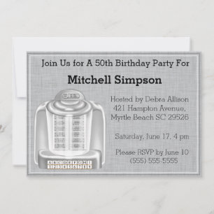 50e Jukebox Invitations d'anniversaire