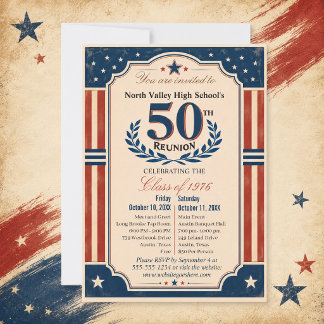 50e middelbare schoolklas reünie Americana Rood Bl Kaart
