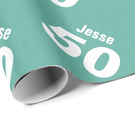 50e moderne Birthday-stijl Aangepaste naam V28 Cadeaupapier (Rol Hoek)