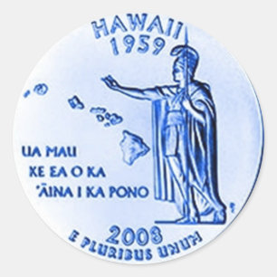 50e munt van Hawaii Ronde Sticker