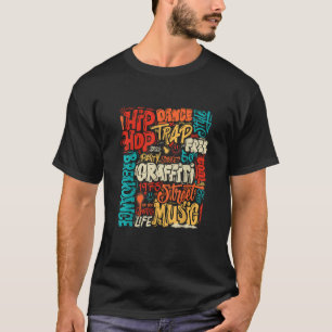 50e Muziek en Hiphop Graffiti Cassette R T-shirt