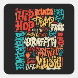 50e Muziek en Hiphop Graffiti Cassette R Vierkante Sticker