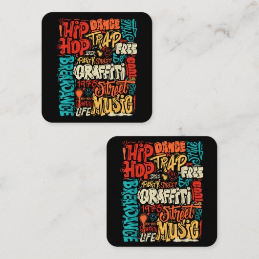 50e Muziek en Hiphop Graffiti Cassette R Vierkante Visitekaartje (Voorkant / Achterkant)