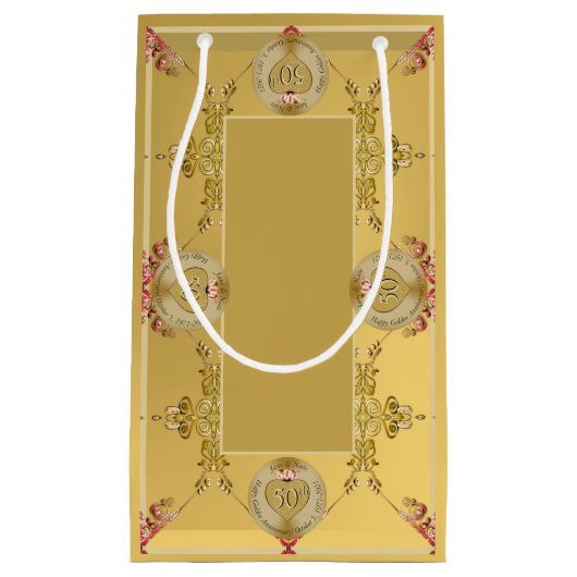 50e of 1e bruiloft Jubileum Gift Bag Klein Cadeauzakje (Voorkant)