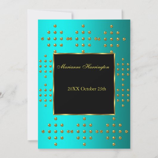 50e or turquoise Anniversaire Invitation (Dos)