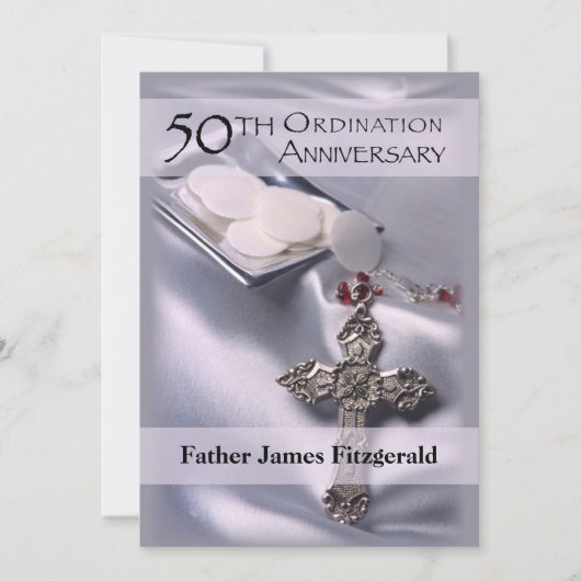 50e Ordination Jubileum Invitation Cross Host Kaart (Voorkant)