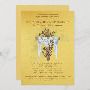 50e Ordination Jubileum Invitation Golden