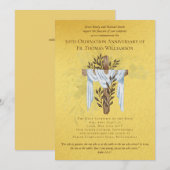 50e Ordination Jubileum Invitation Golden Kaart (Voorkant / Achterkant)
