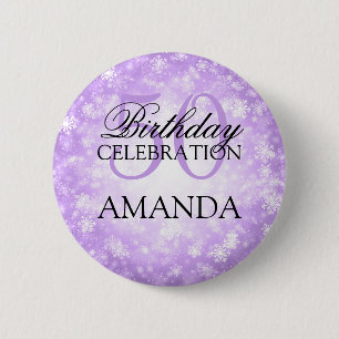 50e Paarse winterdag van de Birthday Party Ronde Button 5,7 Cm