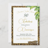 50e Palm Leopard Print Wild Verjaardag Kaart (Voorkant)