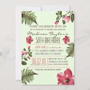 50e Partij Exotische Hibiscus & Tropische Palm Bla Kaart
