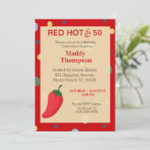 50e Red Hot Pepper Birthday Party Kaart (Staand voorkant)