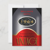 50e Red Silver Flacon Birthday Party Kaart (Voorkant)