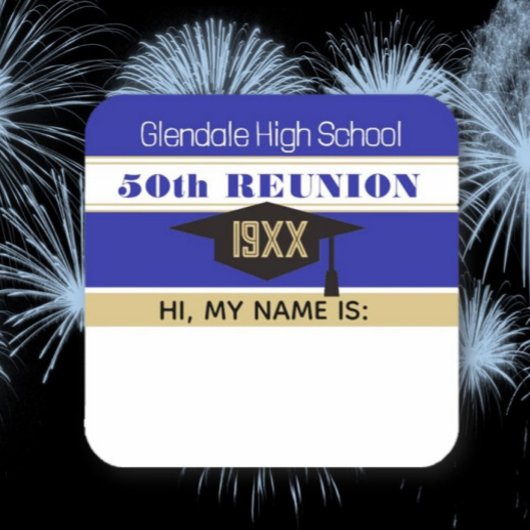 50e Réunion ! Sticker pour étiquette Nom de réunio