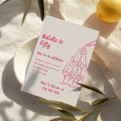 50e roze getekende champagnetoren 50 jaar kaart