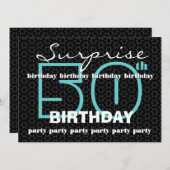 50e SUPRISE Birthday Party Blue Black Stars E521 Kaart (Voorkant / Achterkant)