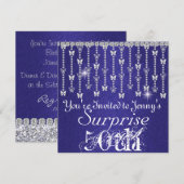 50e Surprise Birthday Butterfly BLUE Invitation Kaart (Voorkant / Achterkant)